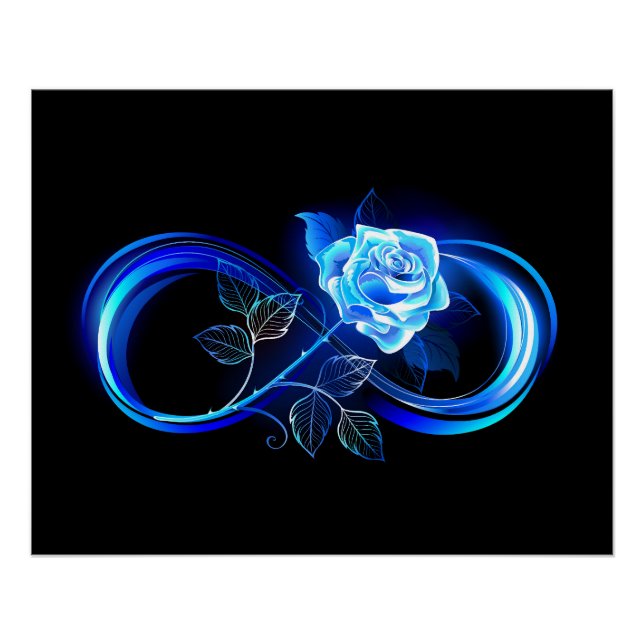 Póster Glowing infinity with blue rose (Frente)