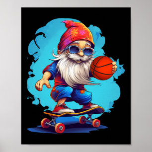 Poster Gnome da Família de Pijama de Natal de Skate Baske