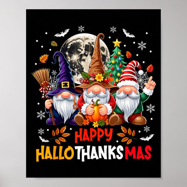 Poster Gnome Hallothanksmas Halloween Thanksgiving Christ (Frente)