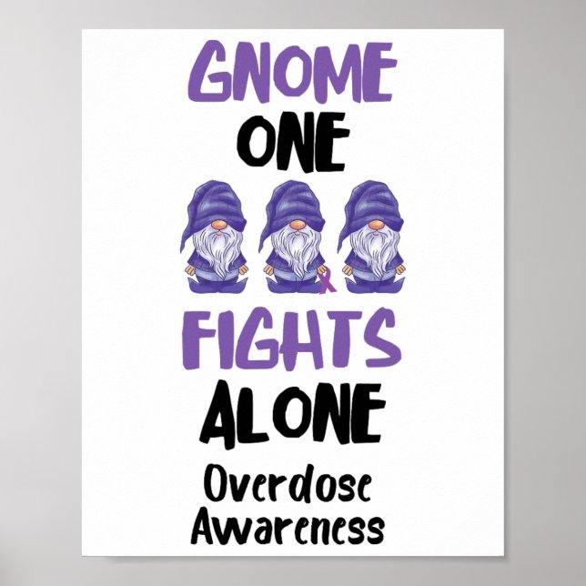 Poster Gnome One Fights Alone Purple Ribbon Overdose Awar (Frente)