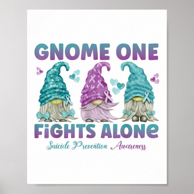Poster Gnome One Fights Alone Suicide Prevention Awarenes (Frente)