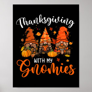 Poster Gnomias Engraçadas Gnomos de Ação de Graças Menina