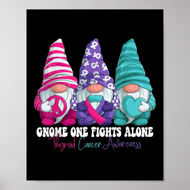 Poster Gnomies Engraçados Câncer de tiróide Mês Ribbo (Frente)