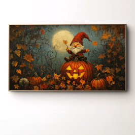 Poster Gnomo Caprichoso em uma Abóbora de Halloween