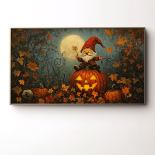 Poster Gnomo Caprichoso em uma Abóbora de Halloween