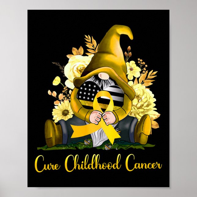Poster Gnomo de Fita Dourada de Conscientização da Cura d (Frente)