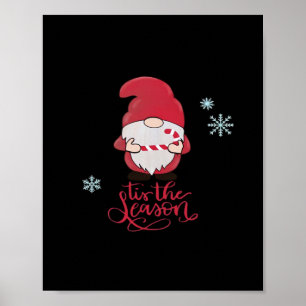 Poster Gnomo de Natal com Bastão de Doces