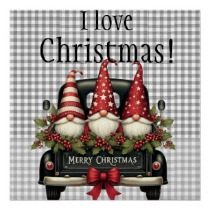 Póster Gnomo de Natal “Eu amo o Natal”