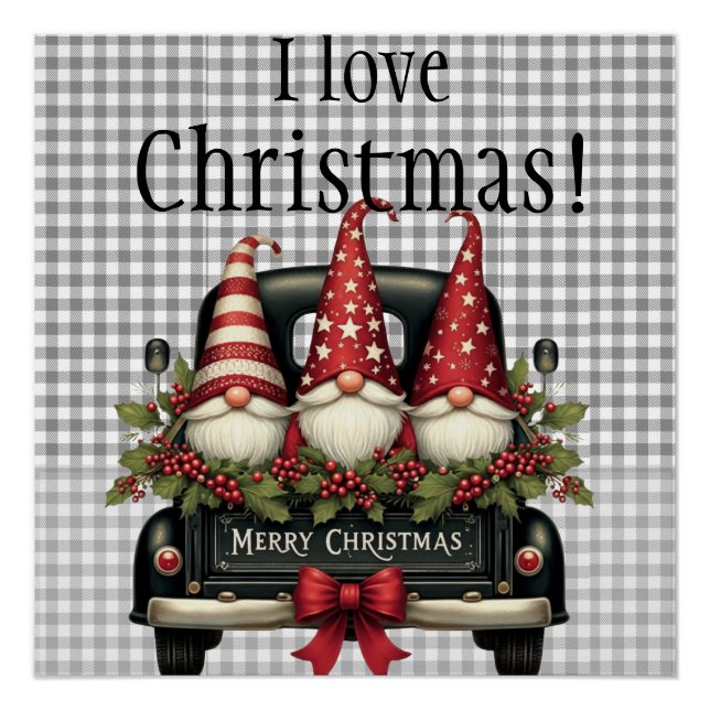 Póster Gnomo de Natal “Eu amo o Natal” (Frente)