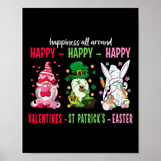 Poster Gnomo Feliz Dia dos Namorados St Patrick Páscoa Fe (Frente)