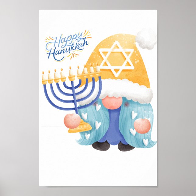 Poster Gnomo feliz do hanukkah (Frente)