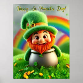 Poster Gnomo Leprechaun Personalizado Dia de São Patrício