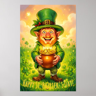 Poster Gnomo Leprechaun Personalizado Feliz Dia de São Pa
