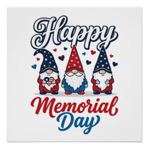 Póster Gnomo Patriótico Feliz Dia dos Veteranos Camisa Vi