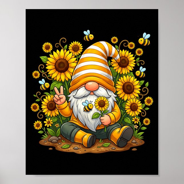 Poster Gnomo Suower com Abelha Gnomo Hipe Divertido para  (Frente)
