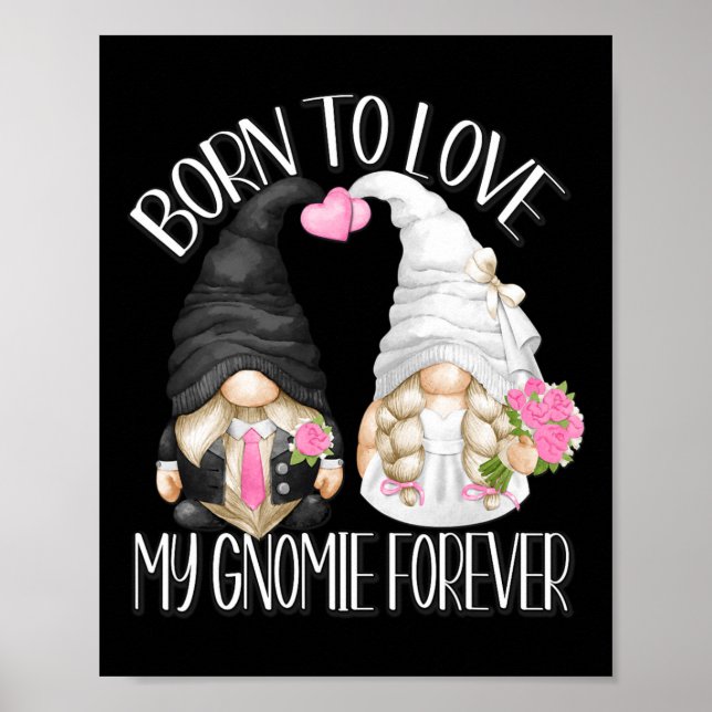 Poster Gnomos De Casal E Noiva Para Solteiro De Casamento (Frente)