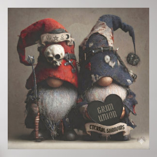 Poster Gnomos de Fantasia Sombria Segurando Coração com T