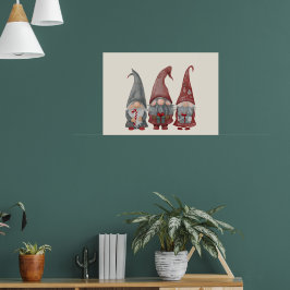Poster Gnomos de Natal Adoráveis com Feliz Natal