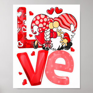Poster Gnomos do Dia dos Namorados Segurando Corações Div