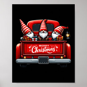 Poster Gnomos Em Caminhão Vermelho Feliz Natal Família Pa