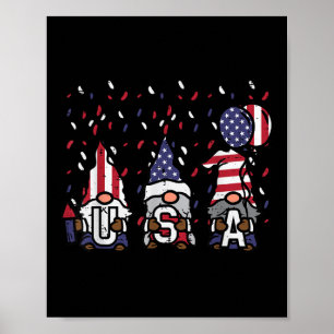 Poster Gnomos Eua Bandeira Americana Memorial Dia 4 de Ju