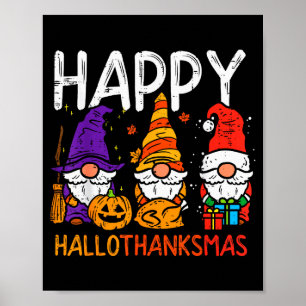 Poster Gnomos Feliz Hallothanksmas Dia das Bruxas Dia de