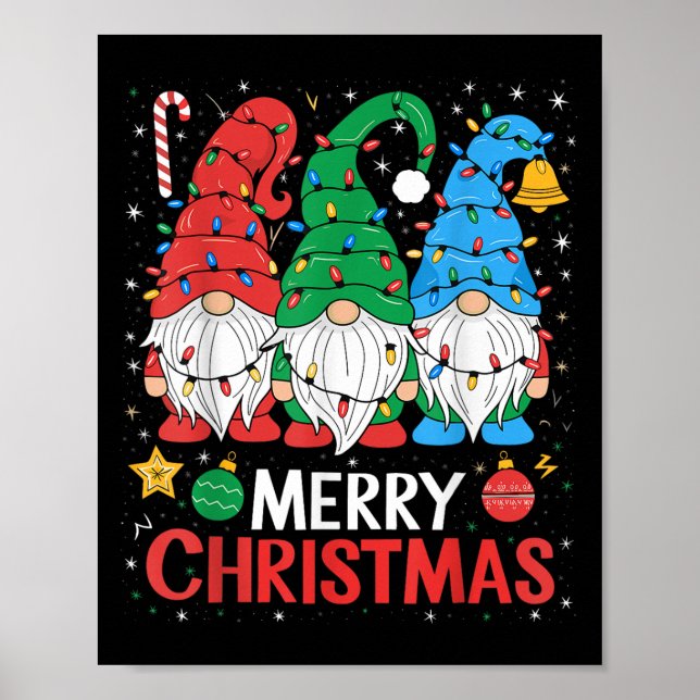 Poster Gnomos Feliz Natal Família Luz Gnomo Xmas Mat (Frente)