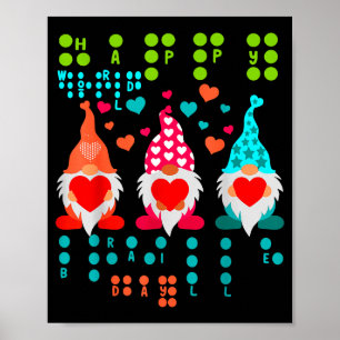 Poster Gnomos Felizes do Dia dos Namorados Braille Amor –