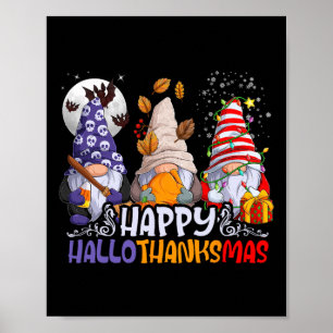 Poster Gnomos Hallothanksmas Dia das Bruxas Ação de Graça