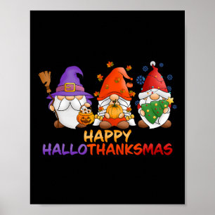 Poster Gnomos Halloween Dia de Ação de Graças Natal Feliz