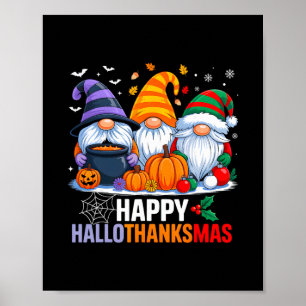 Poster Gnomos Halloween Dia de Ação de Graças Natal Feliz