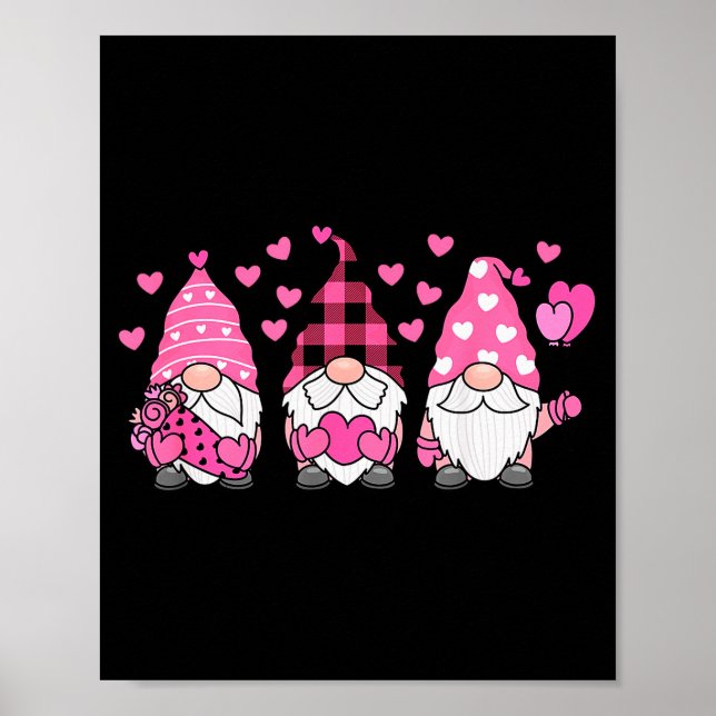 Poster Gnomos Nórdicos de São Valentim Fofos Com Corações (Frente)