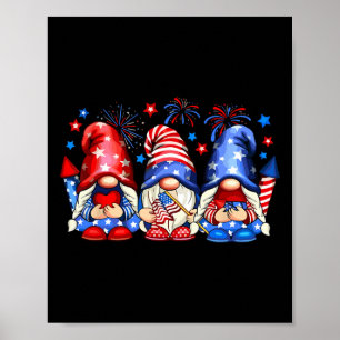Poster Gnomos Patrióticos 4 De Julho EUA Homens Mulheres 