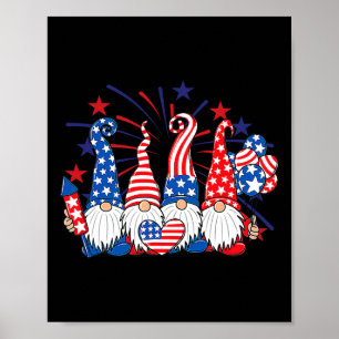 Poster Gnomos Patrióticos da Bandeira Americana do Dia 4 