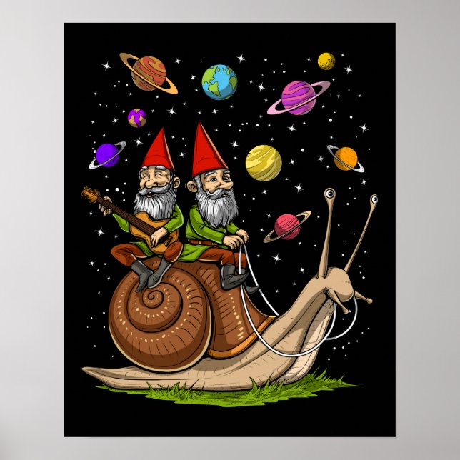 Poster Gnomos Riding Snail (Frente)