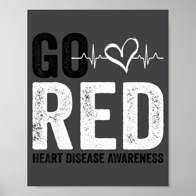 Poster Go Red For Women American Heart Disease Month Awar (Frente)