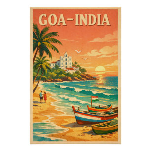 Póster Goa, Índia, em uma clássica viagem retrô