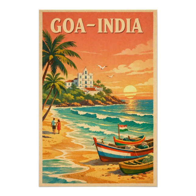 Póster Goa, Índia, em uma clássica viagem retrô (Frente)