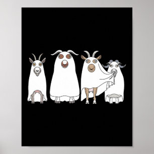 Poster Goat Ghost Halloween Farmer Goat Lover Scary Spook