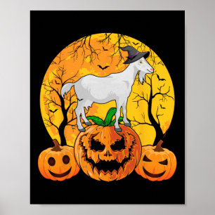 Poster Goat Halloween Bruxa Abóbora Engraçada Cabra Cabra