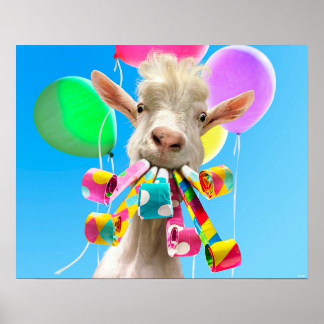Poster Goat with Party Blowers (Frente)