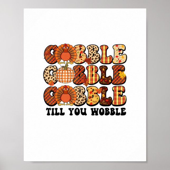 Poster Gobble Até Que Você Acaba A Ação De Graças Engraça (Frente)