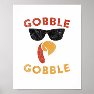 Poster Gobble Gobble Turquia Dia de Ação de Graças Presen