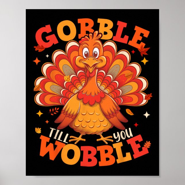 Poster Gobble Til You Wobble Turkey Pilgrim Boys than (Frente)