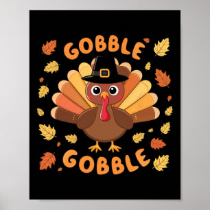 Poster Gobble Turquia Ação de Graças Queda Colheita de ou