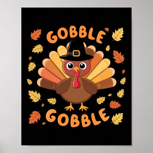 Poster Gobble Turquia Ação de Graças Queda Colheita de ou (Frente)