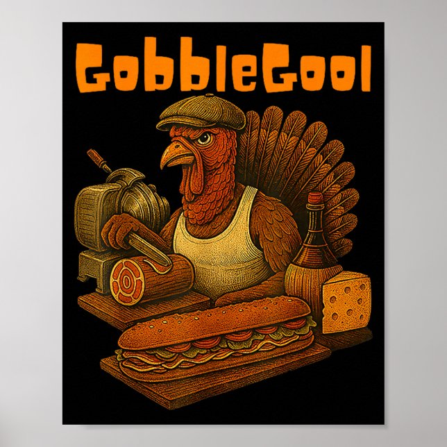 Poster Gobbol Turkey Day Thanksgiving Funny Gobble Thankf (Frente)