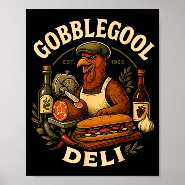 Poster Gobbol Turkey Thanksgiving Italian Turkey Chef  (Frente)