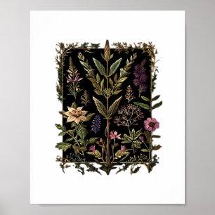 Poster Goblincore Bruxa Vitoriana Ervas Clássico
