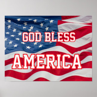 Poster God Bless America Pster w/flag